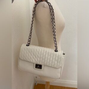 Karl Lagerfeld Classic Ivory Quilted Chain-strap Shoulder Bag